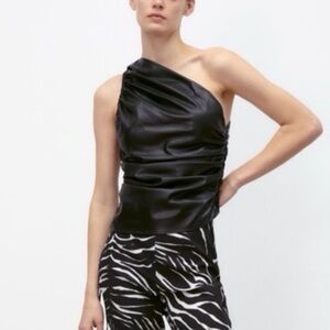 Zara leather one shoulder top